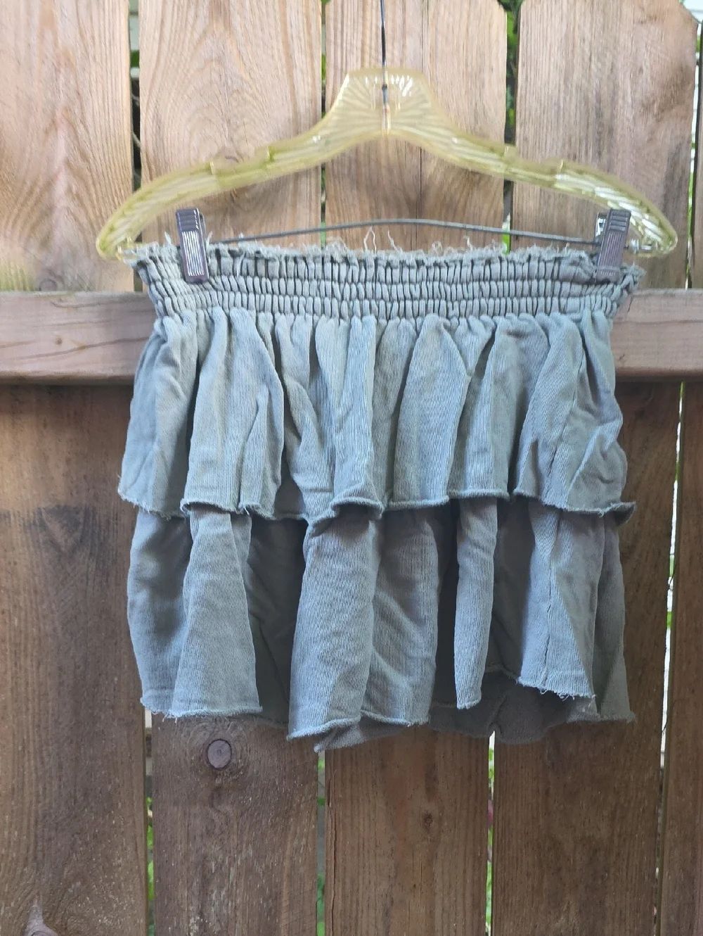 Tiered Ruffle Mini Skirt in Dusty Sage